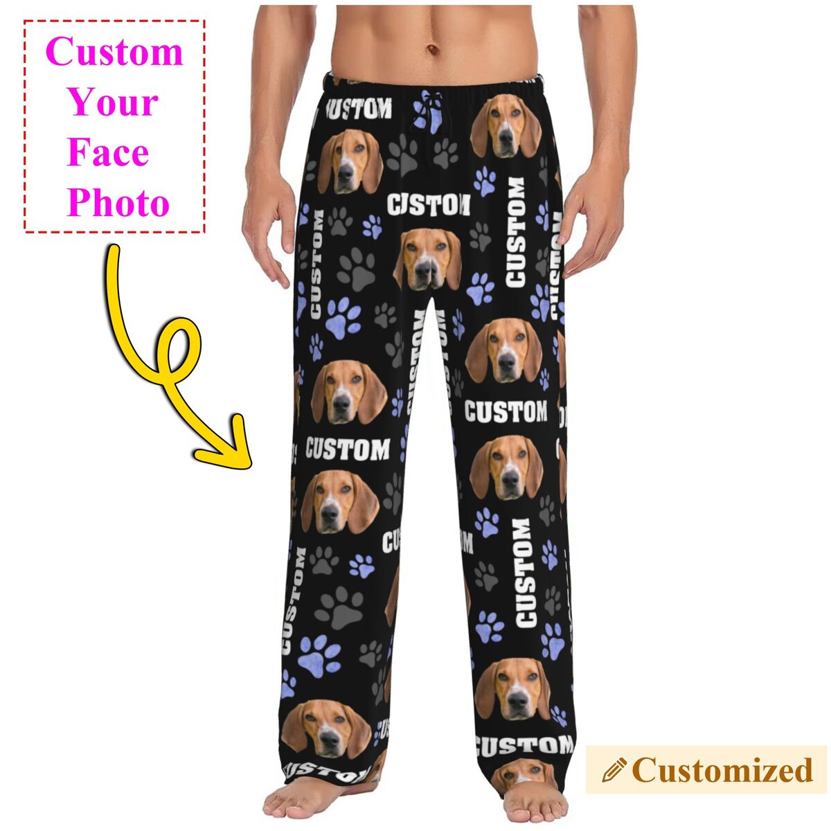 Pet Portrait Custom - الرجال مخصص الكلب صور بنطلون بيجاما