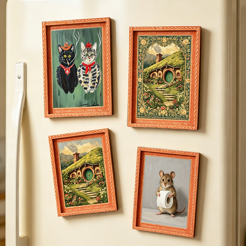 Engraved Wood Frame - إطار صور مغناطيسي خشبي للثلاجة، حامل