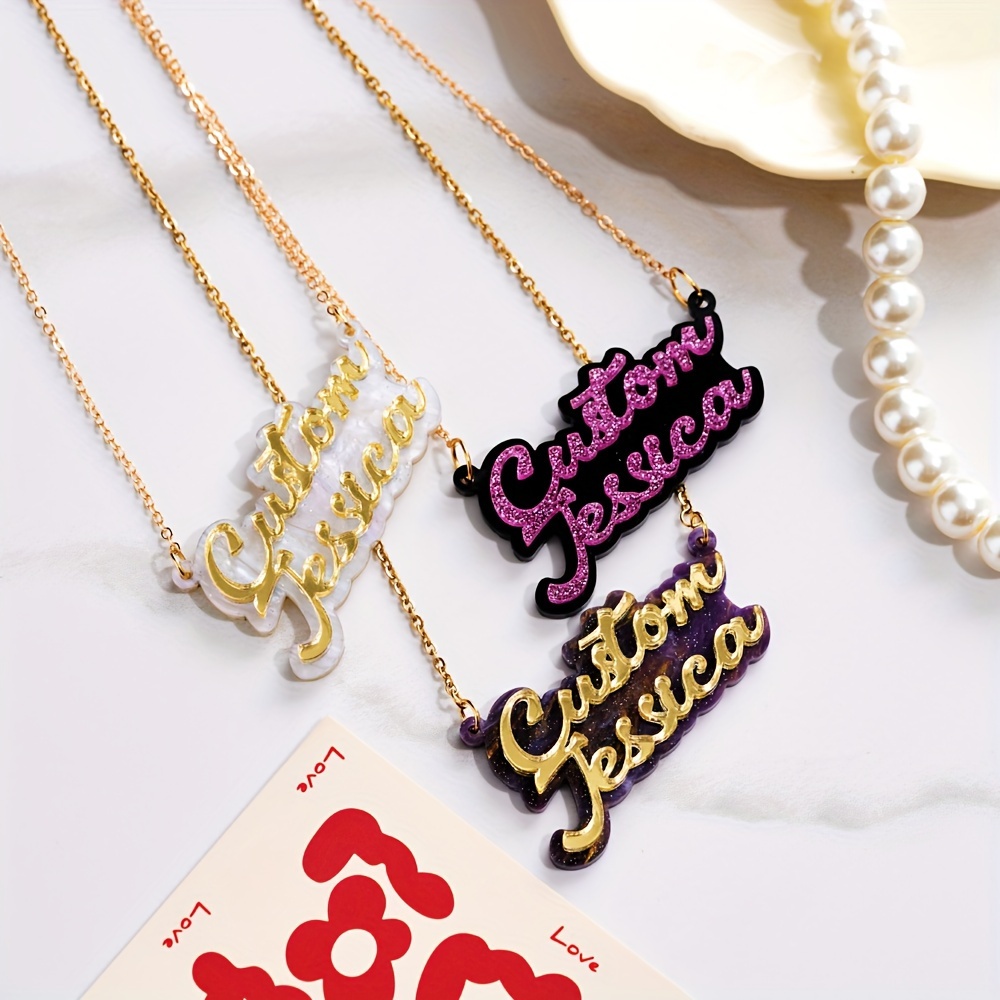 Name Necklace Custom - قلادة اسم مخصصة من الأكريليك مزدوجة