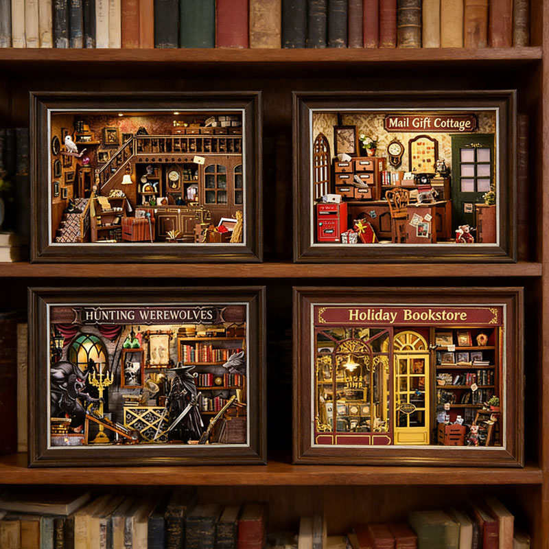 Engraved Wood Frame - طقم ركن كتاب خشبي ثلاثي الأبعاد