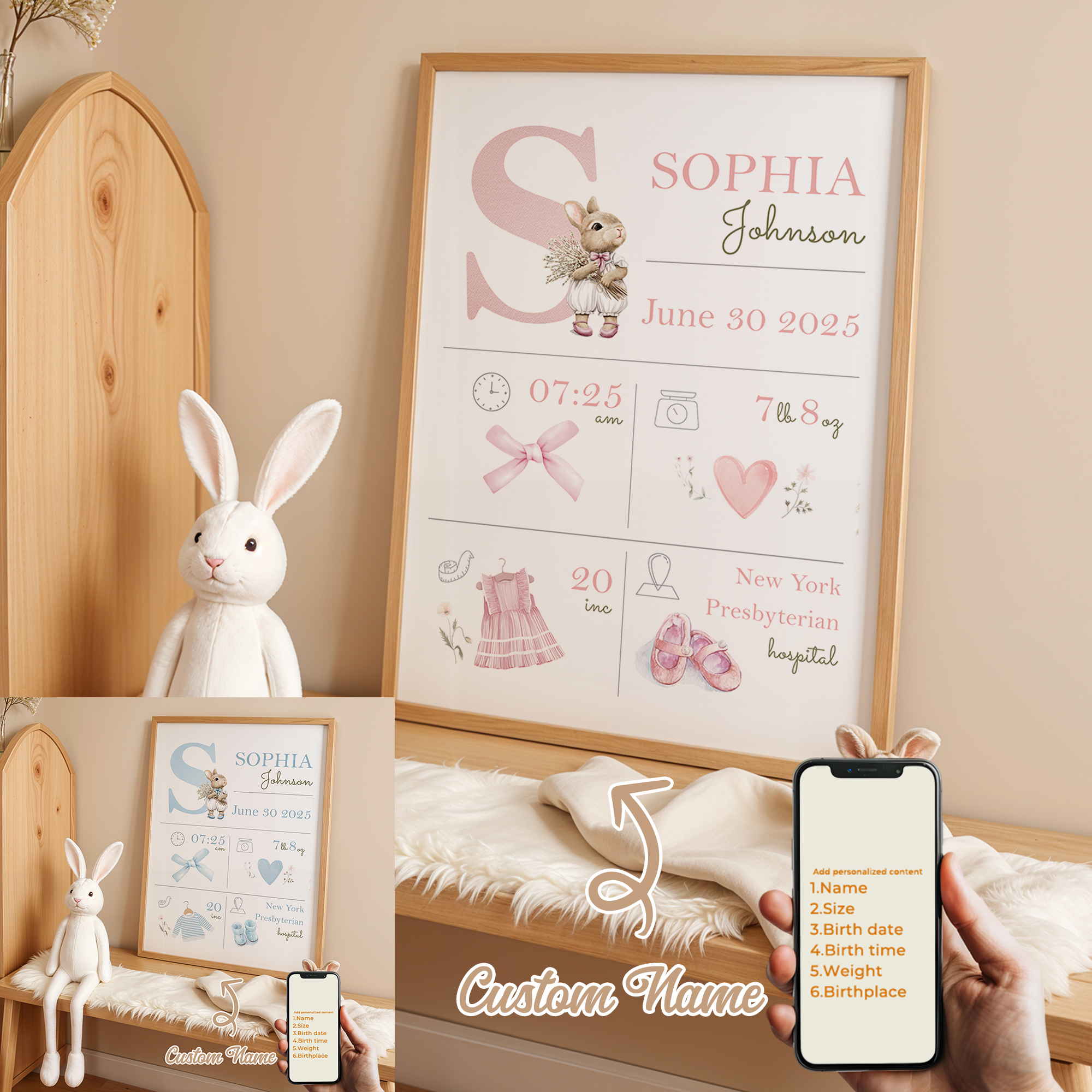 Personalized Name Box - لوحة فنية مخصصة بتصميم كرتوني مع