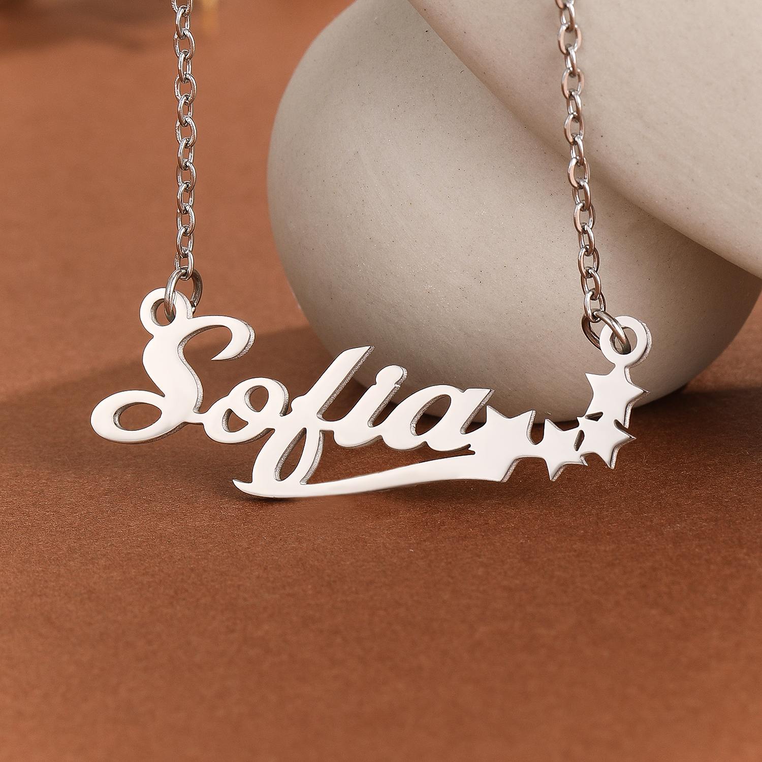 Name Necklace Custom - قلادة بحروف نجمة من الفولاذ المقاوم