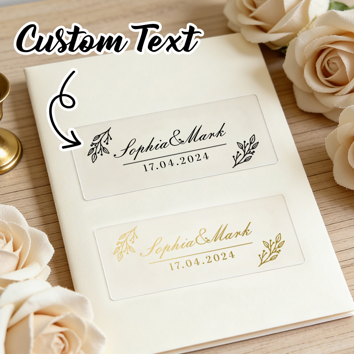 Personalised Candle Label - 30-300 قطعة من ملصقات الزفاف المخصصة،