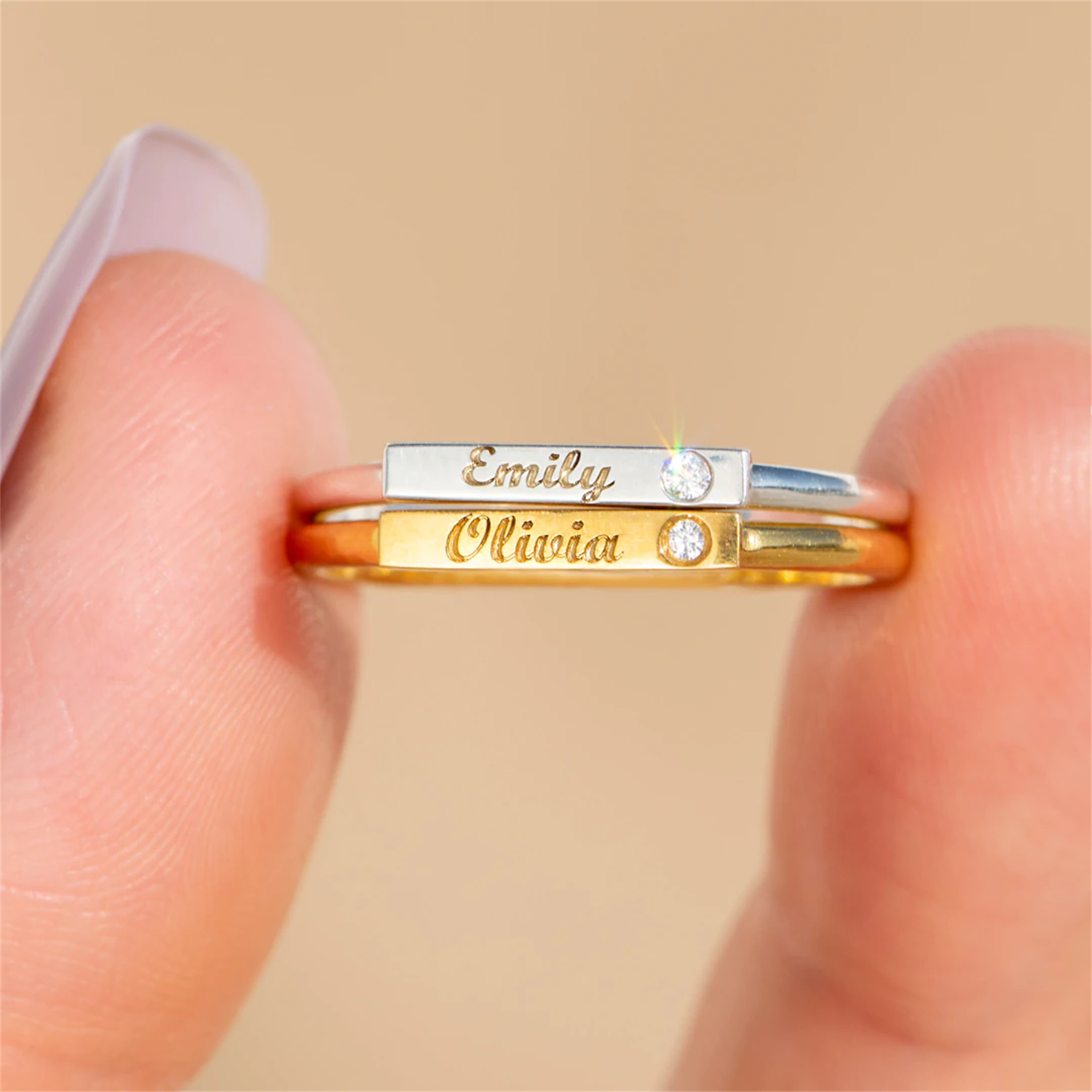 Initial Ring Custom - شخصية محفورة الحد الأدنى بار الدائري