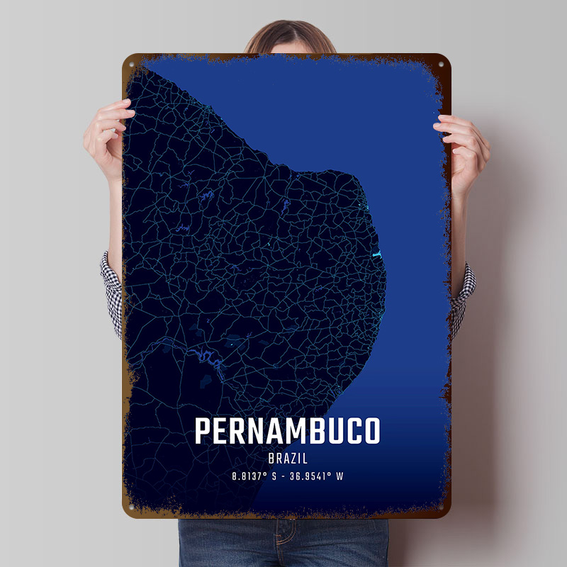 Custom Map Poster - بيرنامبوكو منتصف الليل خريطة المدينة ملصق