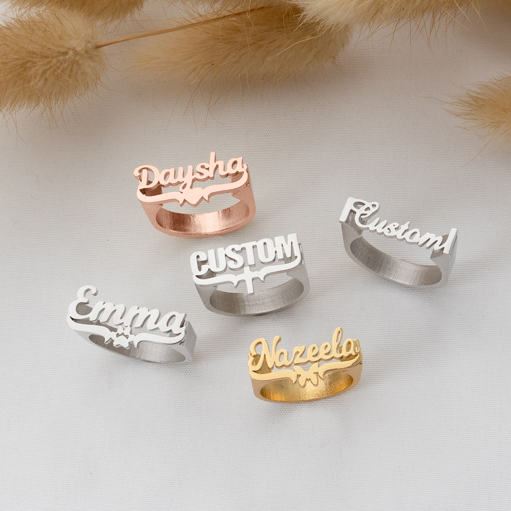 Initial Ring Custom - حلقات اسم مخصصة، حلقات متقاطعة من