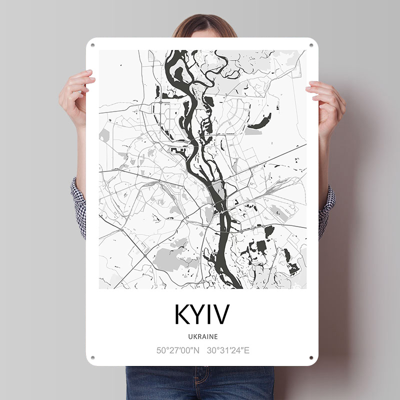 Custom Map Poster - ملصق مطبوع لخريطة مدينة كييف، لوحة