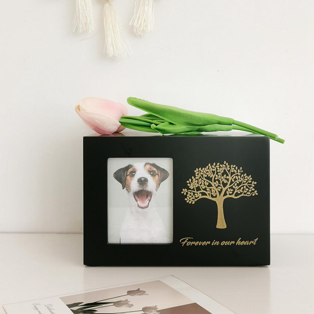 Engraved Wood Frame - صندوق تذكار رماد القطط الخشبي ،
