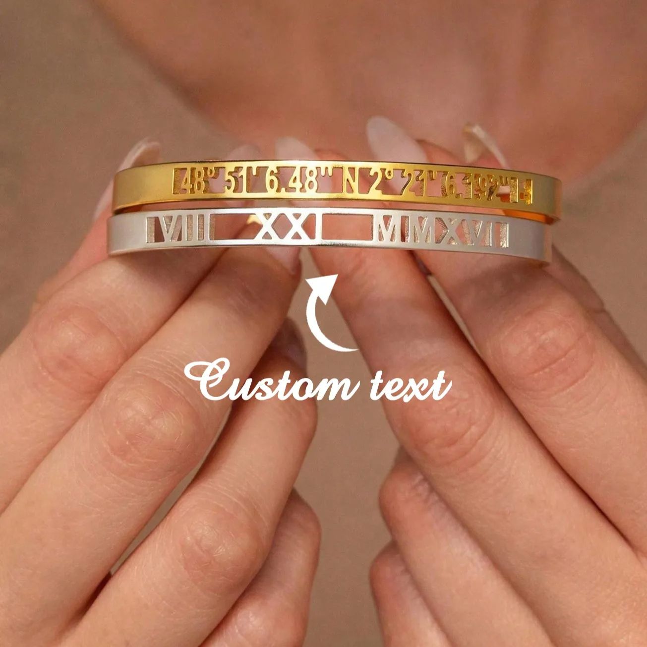 Coordinates Bracelet - تاريخ مخصص تنسيق الأرقام الرومانية أساور