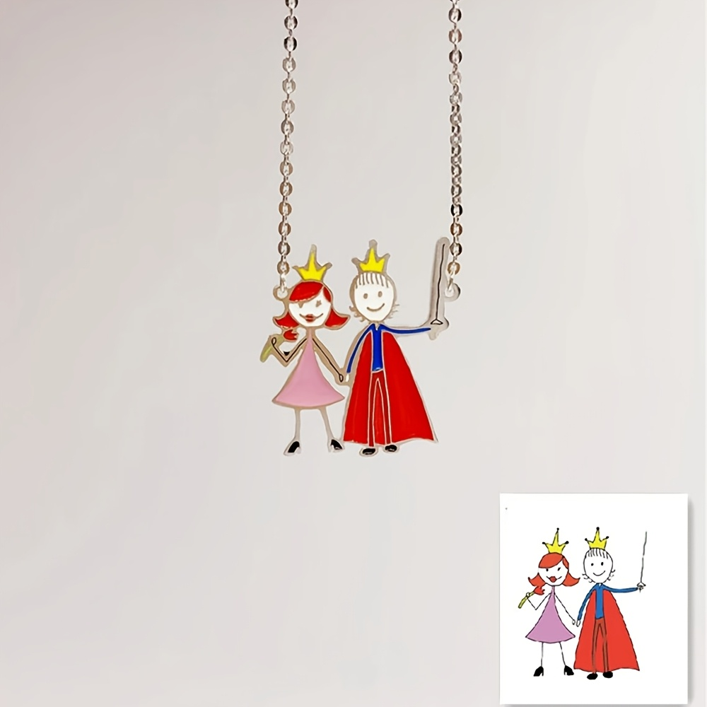 Name Necklace Custom - قلادة تذكارية للأطفال بتصميم رسم يجسد