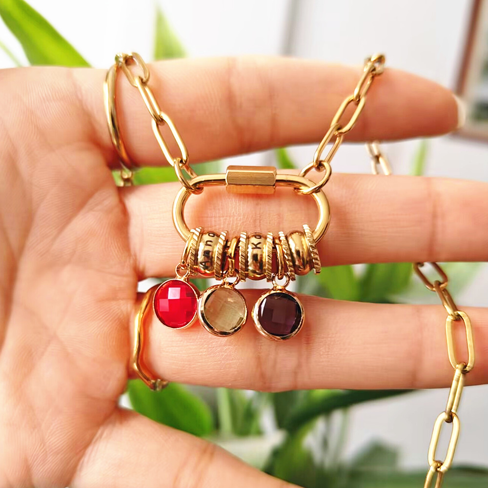 Birth Flower Necklace - مخصص حلقة تسلق اسم سحر قلادة