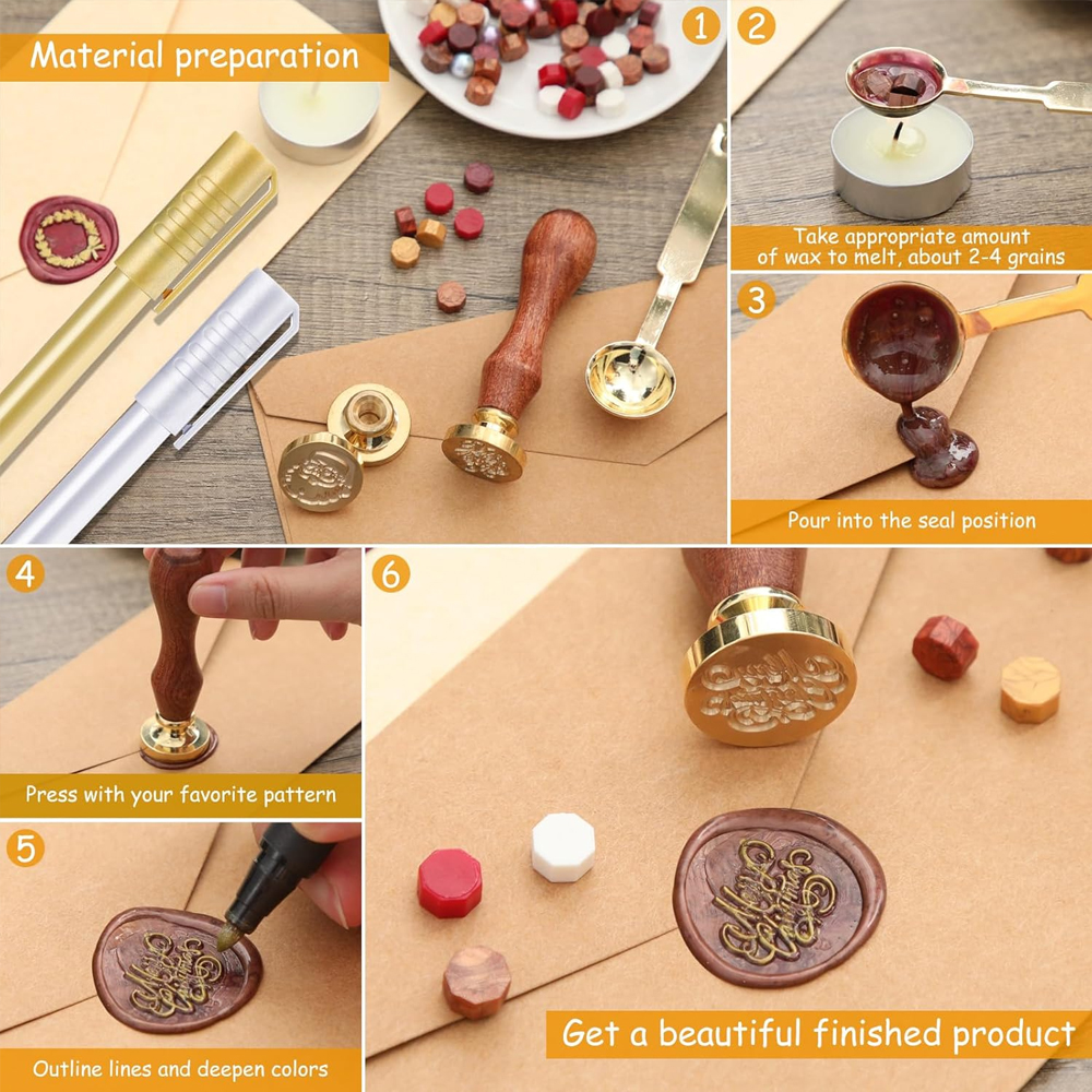 ختم شمعي مخصص، طقم ختم شمعي شخ - مراجعة Wax Seal Letter Kit وسعره