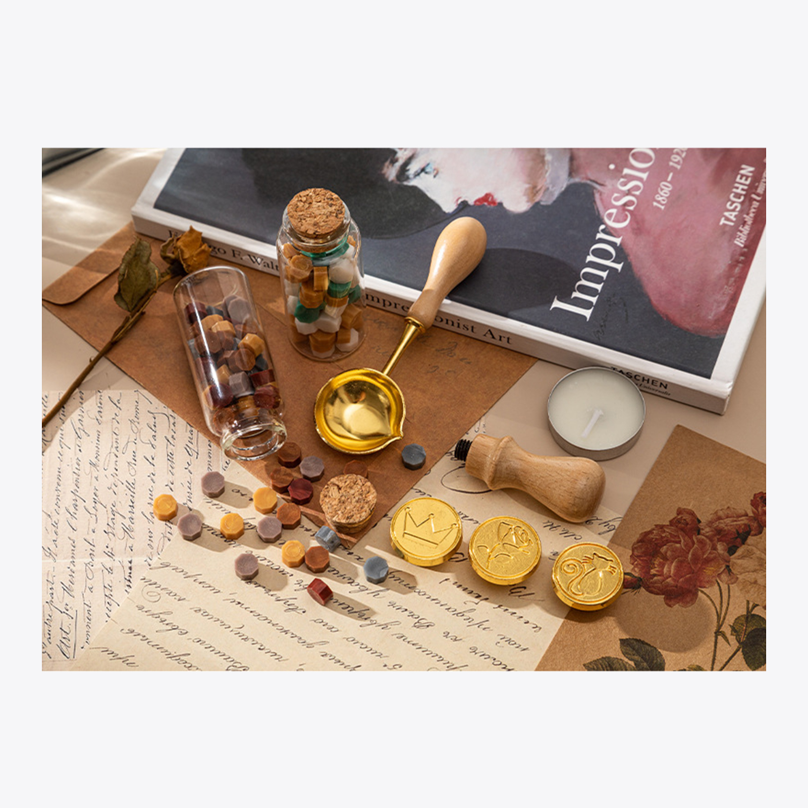 【ساخن】طقم ختم الشمع مع 3 قطع خ - مراجعة Wax Seal Letter Kit وسعره