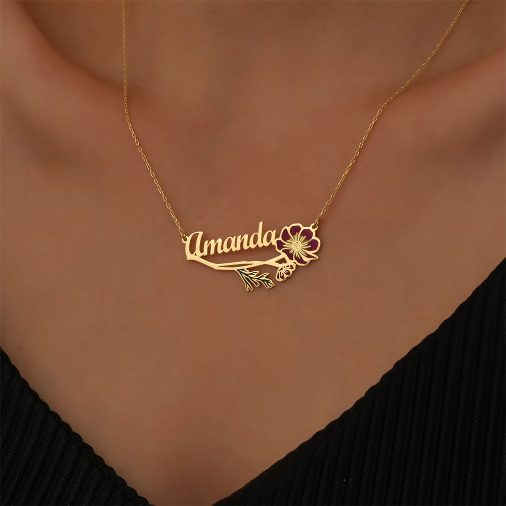 قلادة مخصصة بألوان زاهية مع اس - مراجعة Birth Flower Necklace وسعره
