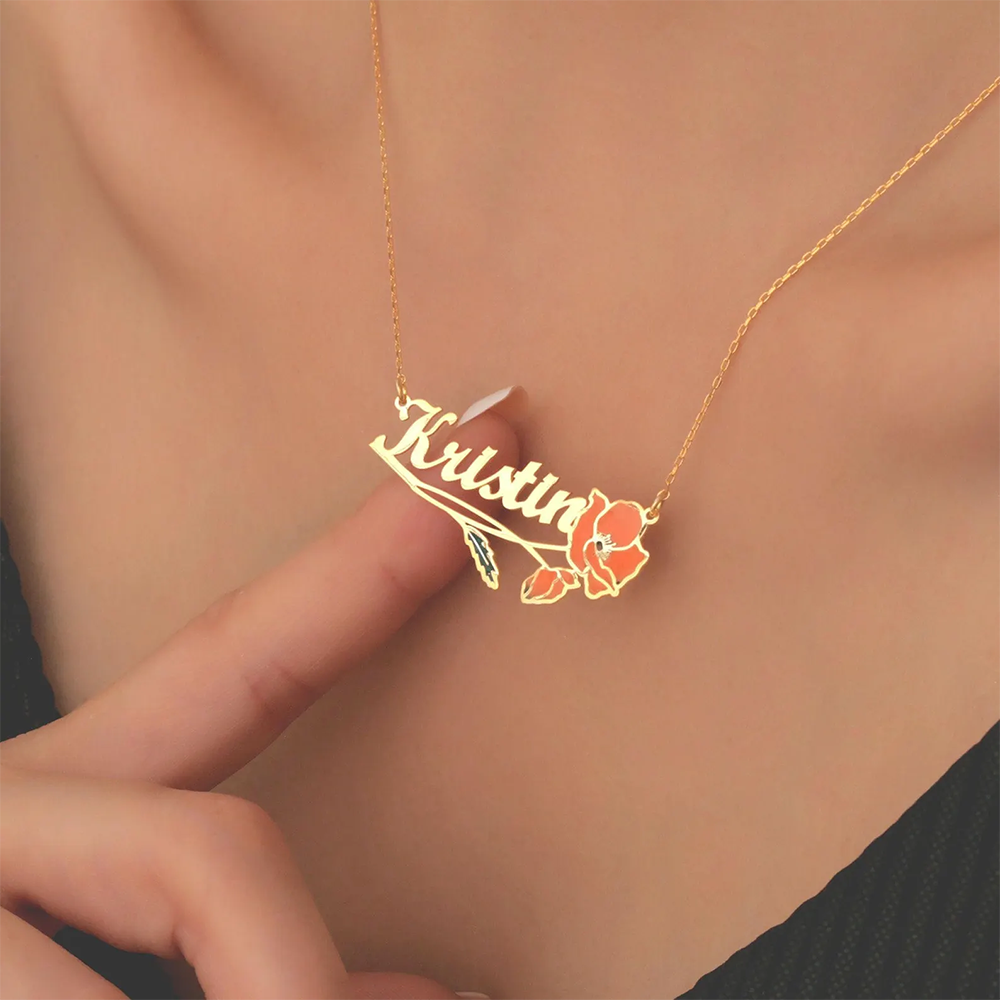 قلادة مخصصة بألوان زاهية مع اس - مراجعة Birth Flower Necklace وسعره