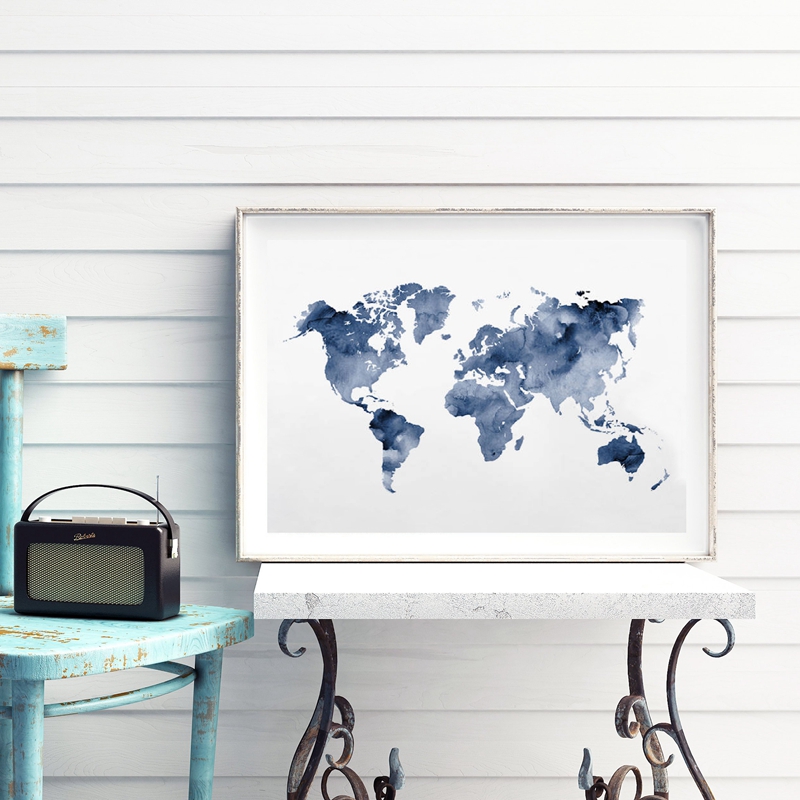 الأزرق خريطة العالم طباعة البح - مراجعة Custom Star Map وسعره