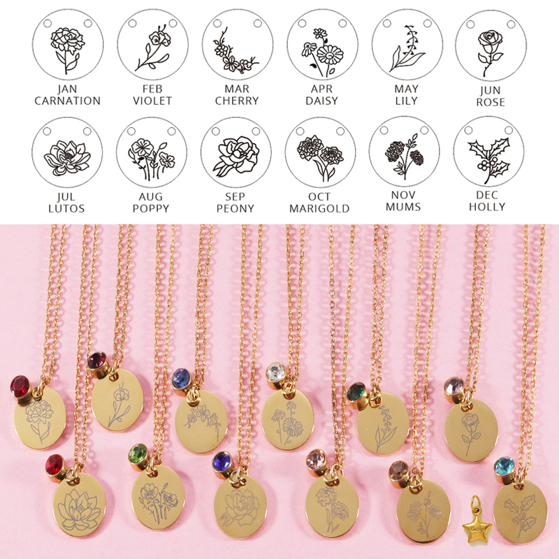 الكريستال جوهرة قلادة للنساء ش - مراجعة Birth Flower Necklace وسعره