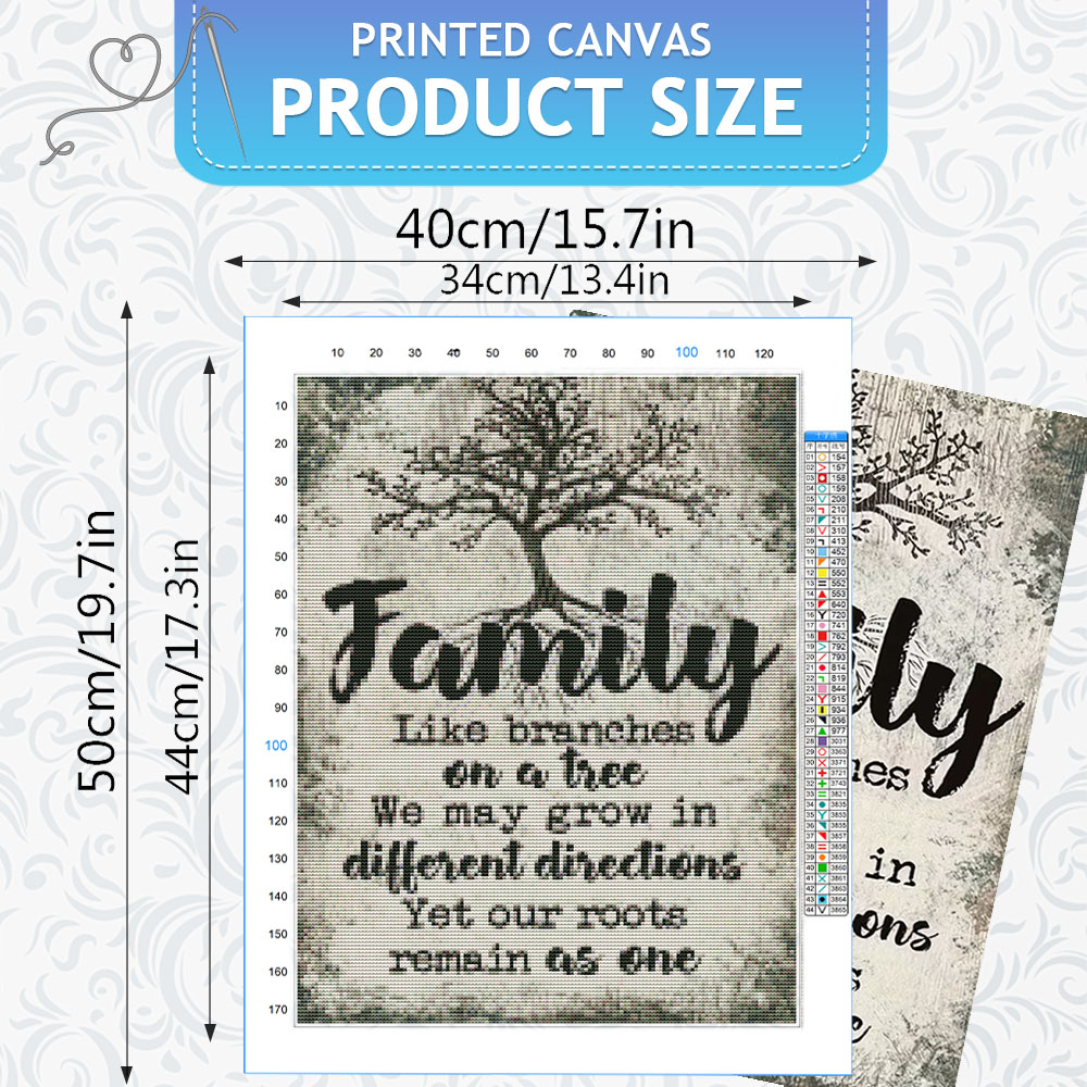 HUACAN طقم تطريز كامل 11CT، تط - مراجعة Family Tree Print وسعره
