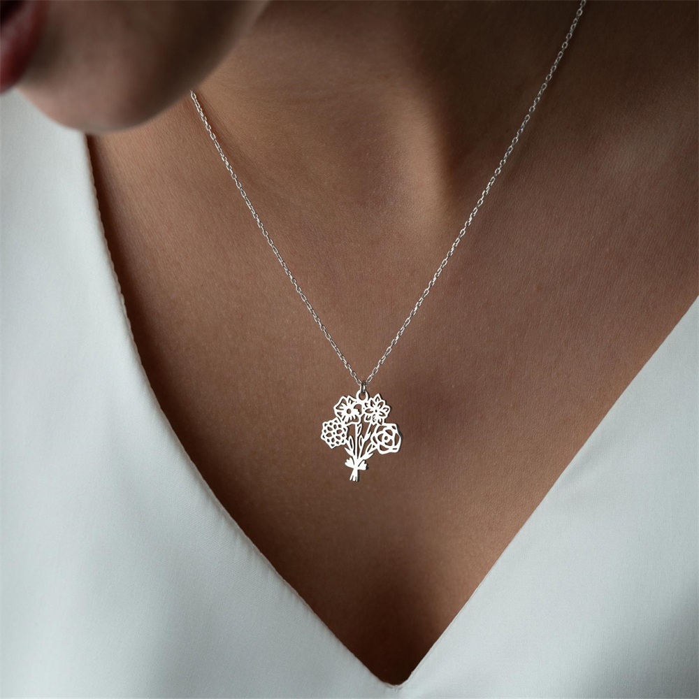 شخصية الولادة زهرة باقة قلادة  - مراجعة Birth Flower Necklace وسعره