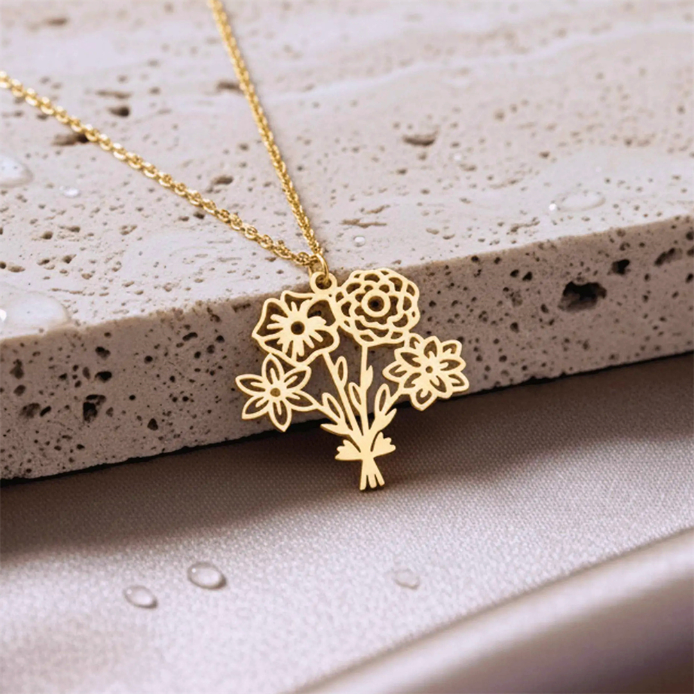شخصية الولادة زهرة باقة قلادة  - مراجعة Birth Flower Necklace وسعره