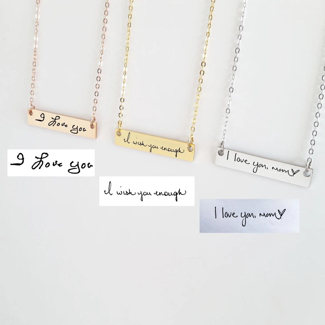Actual Handwriting Bar Necklac - مراجعة Handwriting Necklace Bar وسعره