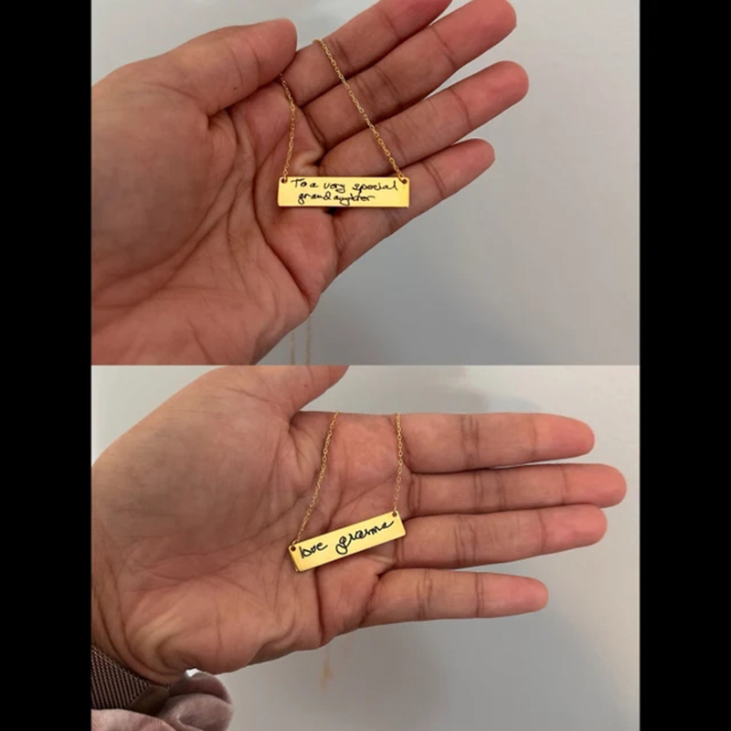 قلادة شخصية من الفولاذ المقاوم - مراجعة Handwriting Necklace Bar وسعره